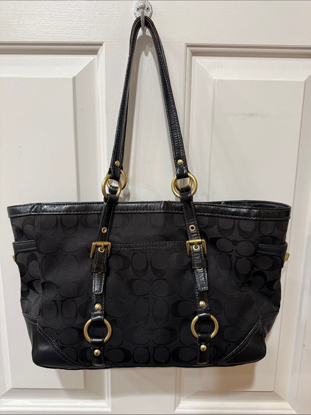 Vintage Y2K Coach Gallery Signature Tote Black